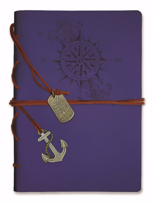 Journal-Leather Wrapped-Royal Blue Compass