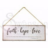 Wall Hanging-Faith Hope Love-Metal (15.5 x 5.5)