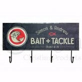 Wall Hanging w/Hooks-Bait + Tackle-Wood