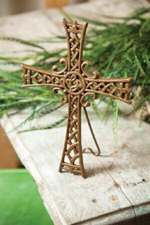 Cross w/Easel-Stand On The Solid Rock-Cast Iron (4