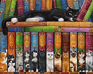 Jigsaw Puzzle-Cat Bookshelf (1000 Pieces)