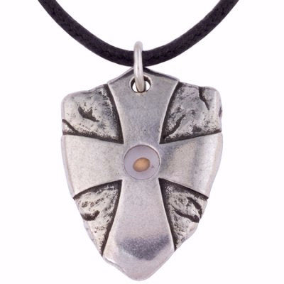 Necklace-Mustard Seed Shield w/24" Cord-Pewter (Adjustable) (Carded)