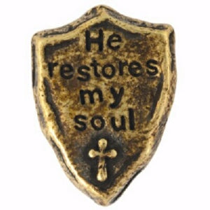Lapel Pin-He Restores My Soul-Brass Plated