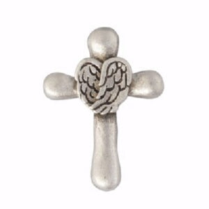 Lapel Pin-Cross w/Wings-Pewter