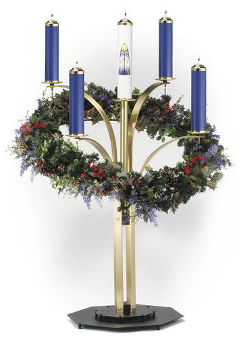 Advent Wreath-Contemporary w/Satin Solid Brass Arms (RW 7505BR)