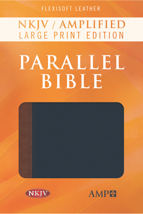 NKJV/Amplified Parallel Bible/Large Print-Blue/Brown Flexisoft Leather