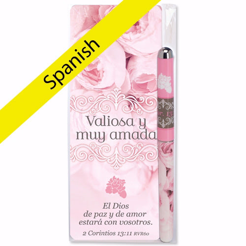 Spanish-Pen & Jumbo Bookmark Set-Precious And Dearly Loved (2 Cor 13:11 RV)