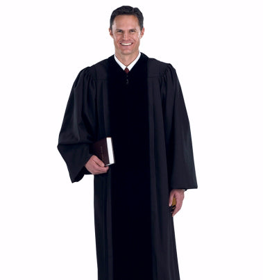 Clergy Robe-Cambridge Pulpit with Velvet Panels-Ivory-Large Short