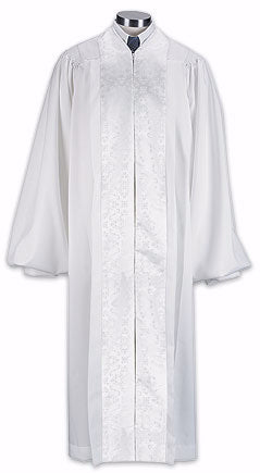 Clergy Robe-Cambridge Pulpit with Jacquard Panels-Ivory-Small Long