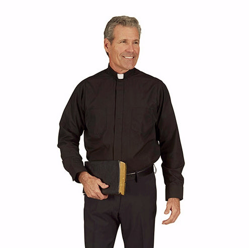Clergy Shirt-Long Sleeve-Tab Collar-Medium Blue (19.5 34/35)
