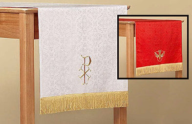 Parament-Jacquard-Reversible-Table Runner With Fringe-Red/White