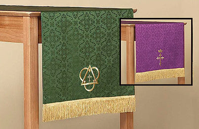 Parament-Jacquard-Reversible-Table Runner With Fringe-Purple/Green