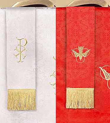 Parament-Jacquard-Reversible-Bookmark With Fringe-Red/White