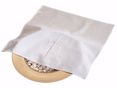 Bread Plate Napkin-Embroidered Cross-Fully Hemmed-100% Linen