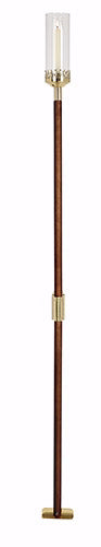 Pew End Candlesticks-Removeble Bracket-Brass-Wood-Glass-62"