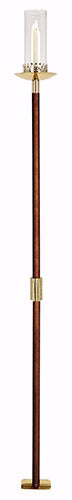 Pew End Candlesticks-Permanent Bracket-Brass-Wood-Glass-62"