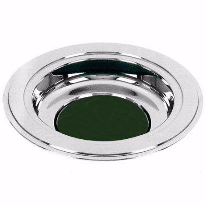 Offering Plate-Silver Tone-Green Felt Pad