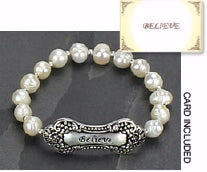 Bracelet-Eden Merry-Believe-White/Silvertone