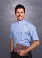 Clergy Shirt-Ecclesia Short Sleeve Tab Collar Shirt-Sky Blue (15)
