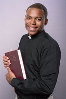 Clergy Shirt-Ecclesia Tailored Long Sleeve Tab Collar Shirt-Black (16 1/2 x 36/37)