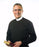 Clergy Shirt-Ecclesia Long Sleeve Neckband Shirt-Black (16 1/2 x 36/37)