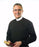 Clergy Shirt-Ecclesia Tailored Long Sleeve Neckband Shirt-Black (16 1/2 x 36/37)