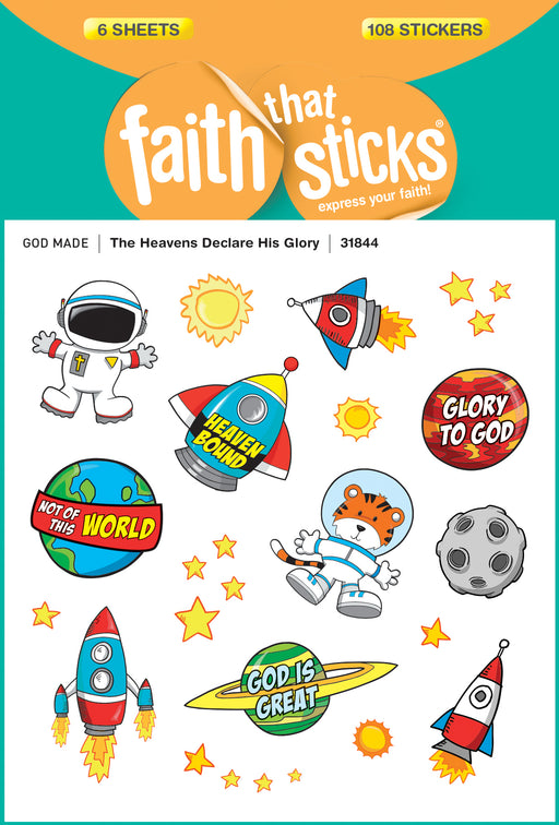 Sticker-The Heavens Declare His Glory (6 Sheets) (Faith That Sticks)