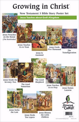 Growing In Christ Sunday School: Bible Story Poster Set (NT3) (Set Of 13) (#444114)