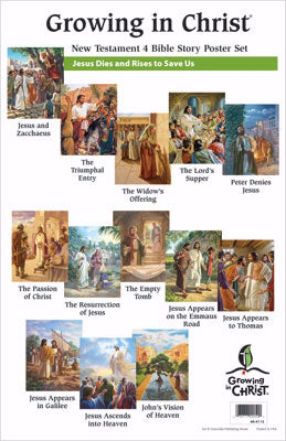 Growing In Christ Sunday School: Bible Story Poster Set (NT4) (Set Of 13) (#444115)