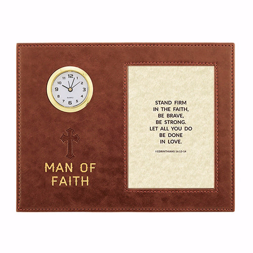Framed Clock-Table-Man Of Faith (9" X 7")