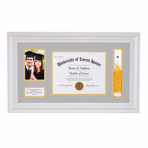 Frame-Wall-Graduation Keepsake For Photo/Tassel & Diploma (Jer 29:11)-White (25 x 14.75)