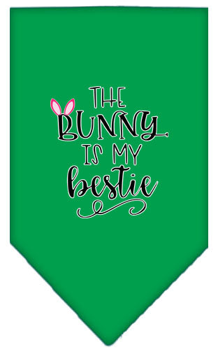 Bunny is my Bestie Screen Print Bandana Emerald Green Small