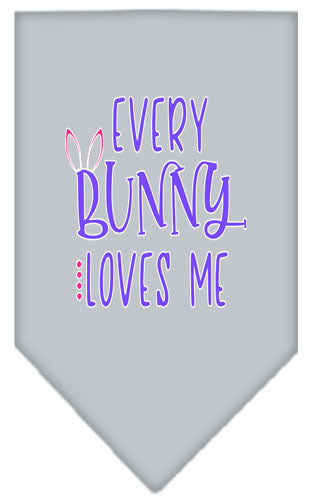 EveryBunny Loves Me Screen Print Bandana Grey Small