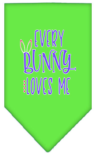 EveryBunny Loves Me Screen Print Bandana Lime Green Small