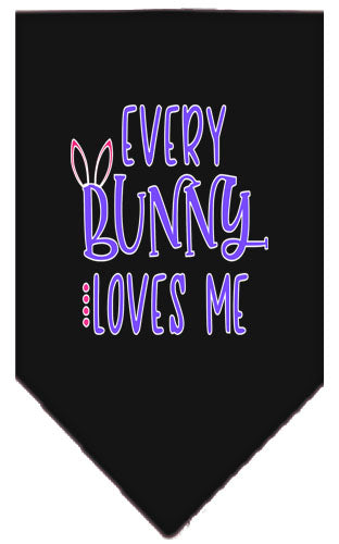 EveryBunny Loves Me Screen Print Bandana Black Small