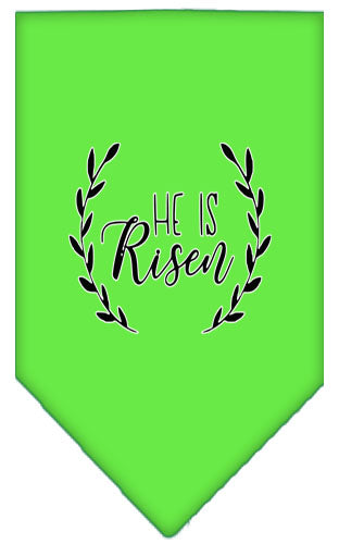 He Is Risen Screen Print Bandana Lime Green Small