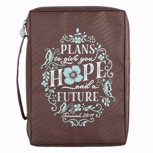 Bible Cover-Hope and Future Brown-Large