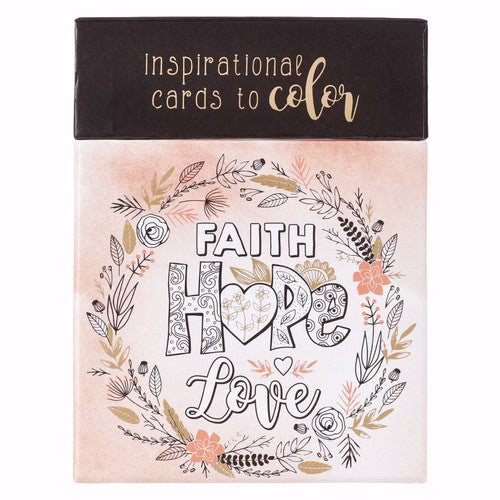 Coloring Cards Faith Hope Love (Box Of 44) (Pkg-44)