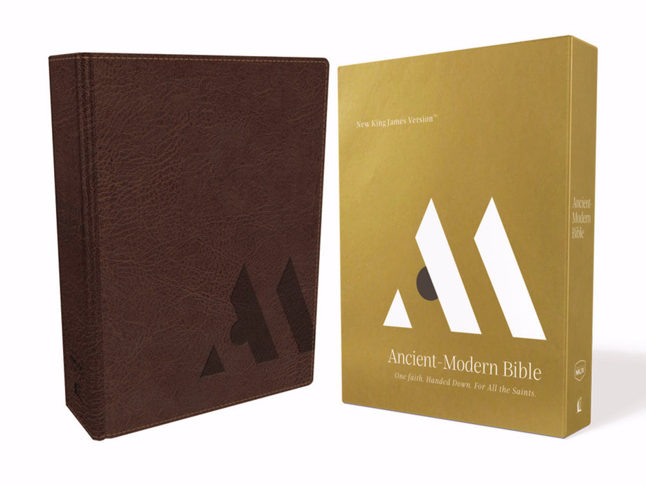 NKJV Ancient-Modern Bible (Comfort Print)-Brown Leathersoft