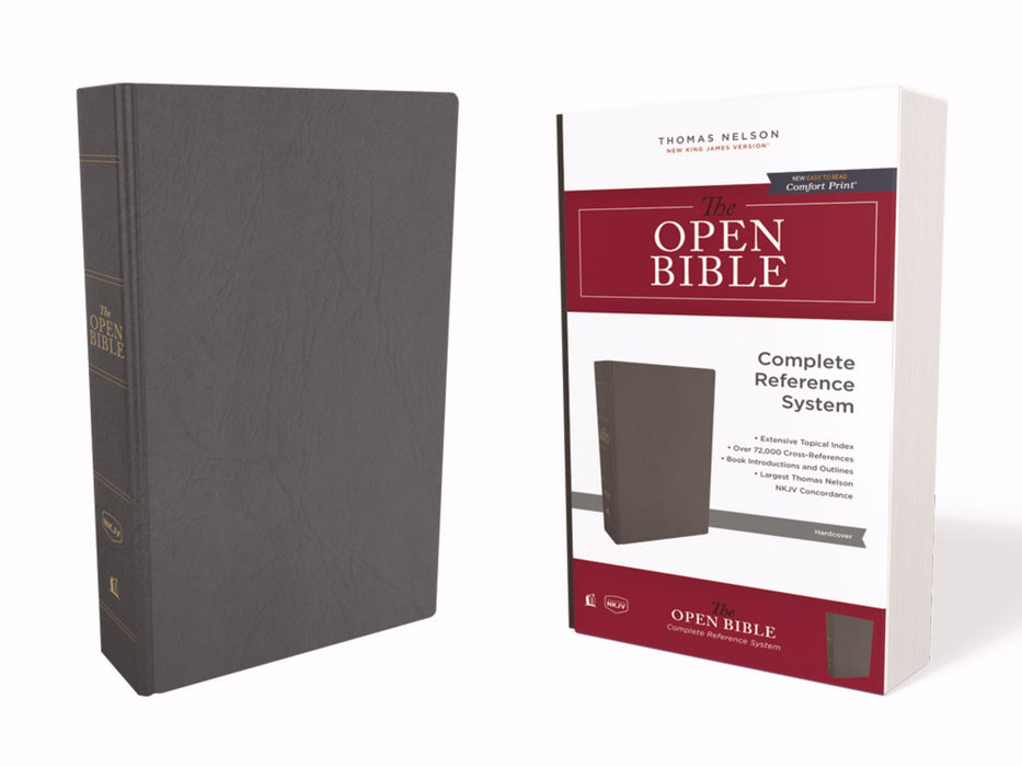 NKJV Open Bible (Comfort Print)-Gray Hardcover (Apr 2019)