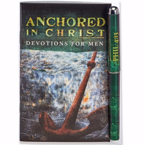 Gift Set-Anchored In Christ Devotion Book & Pen (Philippians 4:13)