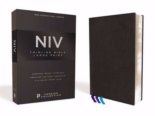 NIV Thinline Bible/Large Print (Comfort Print)-Black Premium Leather