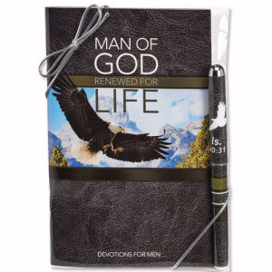 Gift Set-Man Of God/Renewed Devotion Book & Pen (Isaiah 40:31)