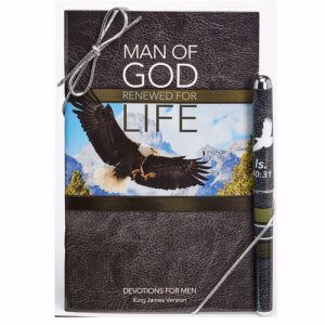 Gift Set-Man Of God/Renewed Devotion Book & Pen (Isaiah 40:31 KJV)