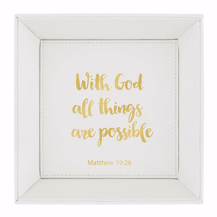 Tabletop Tray-With God (Matthew 19:26) (7.5" Sq)