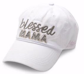 Hat-Blessed Mama-White (Adjustable)