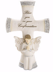 Figurine-Angel w/Cross-Confirmation Boy (5.5")