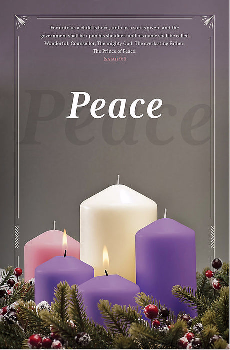 Bulletin-Advent Week 2-Peace (Isaiah 9:6 KJV) (Pack Of 100)  (Pkg-100)