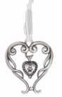 Ornament-Memorial-Heartshaped w/Locket And White Ribbon