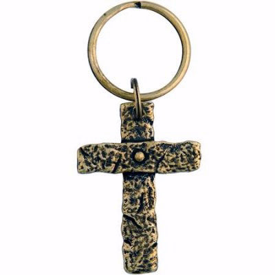 Key Chain-The Broken Road Cross-Brass Plated